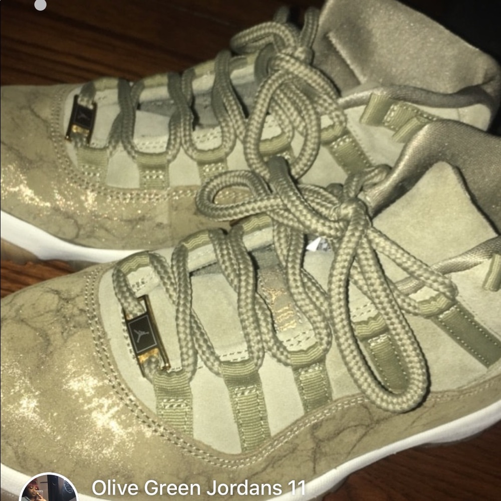 olive green jordan 11s